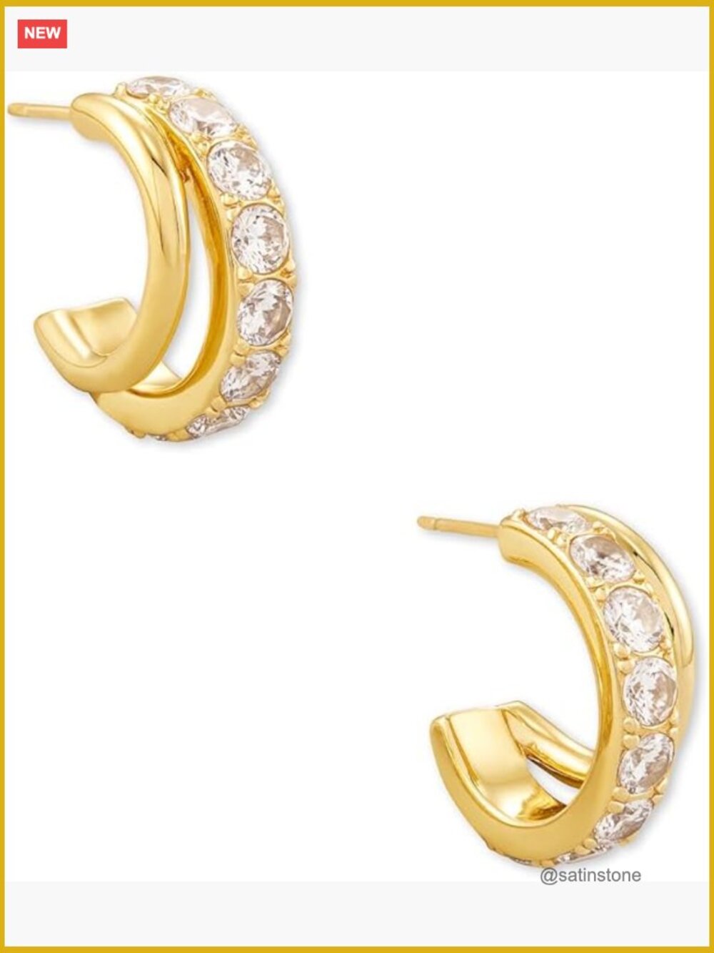 Gold Plated Huggie Hoop Earrings Asymmetrical Split Design